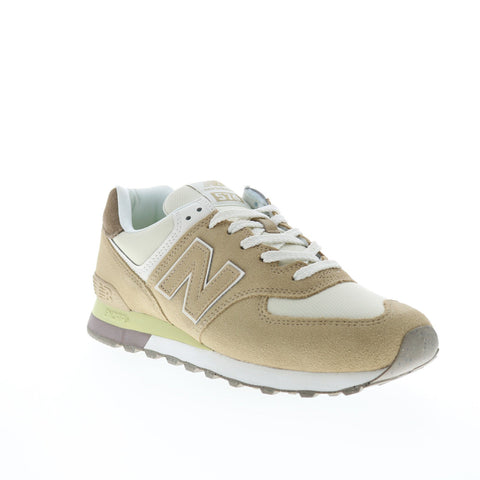 New Balance 574 U574SBW Mens Beige Suede Lace Up Lifestyle Sneakers Shoes