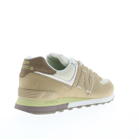 New Balance 574 U574SBW Mens Beige Suede Lace Up Lifestyle Sneakers Shoes