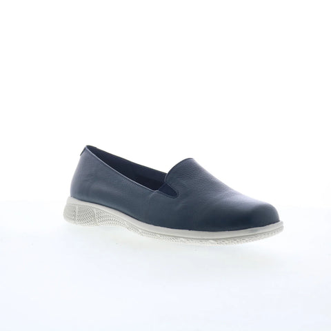Trotters Universal T2110-400 Womens Blue Leather Slip On Loafer Flats Shoes