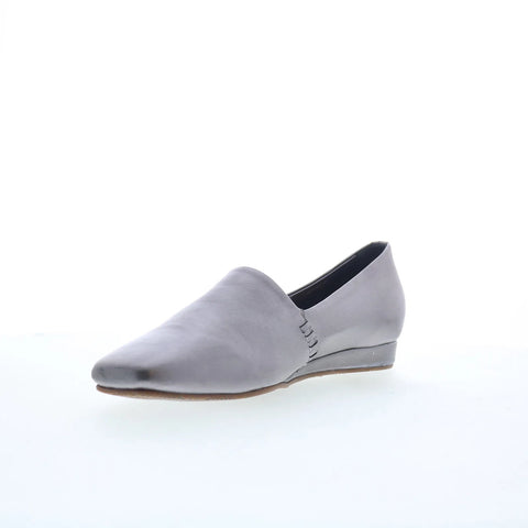 Softwalk Vale S2368-033 Womens Silver Leather Slip On Loafer Flats Shoes