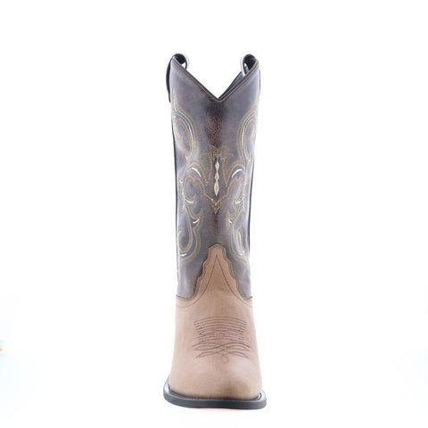 Jama Old West VCM9019 Mens Brown Leather Slip On Cowboy Western Boots