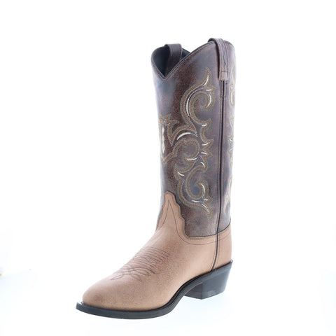 Jama Old West VCM9019 Mens Brown Leather Slip On Cowboy Western Boots