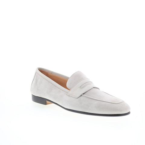 Zelli Italia Vello Naturale Penny Loafer Mens Beige Suede Loafers  Penny Shoes