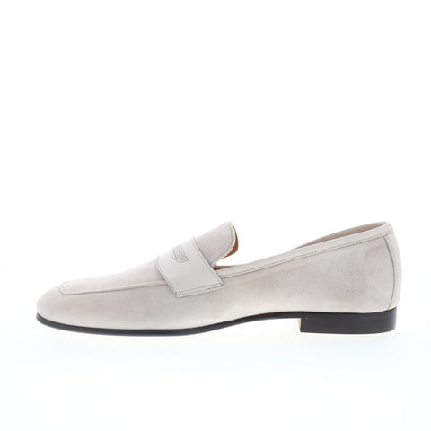 Zelli Italia Vello Naturale Penny Loafer Mens Beige Suede Loafers  Penny Shoes