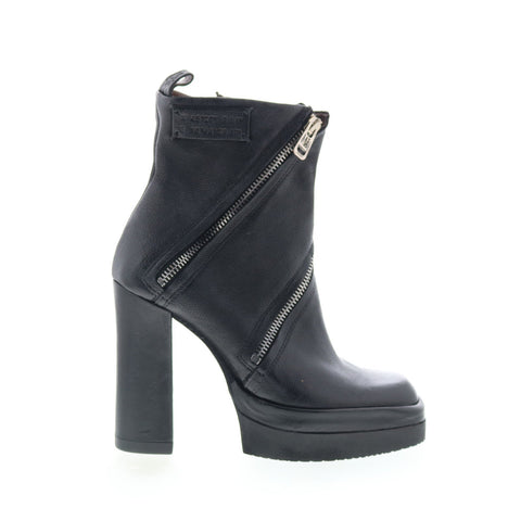 A.S. 98 Velma Womens Black Leather Zipper Ankle & Booties Boots