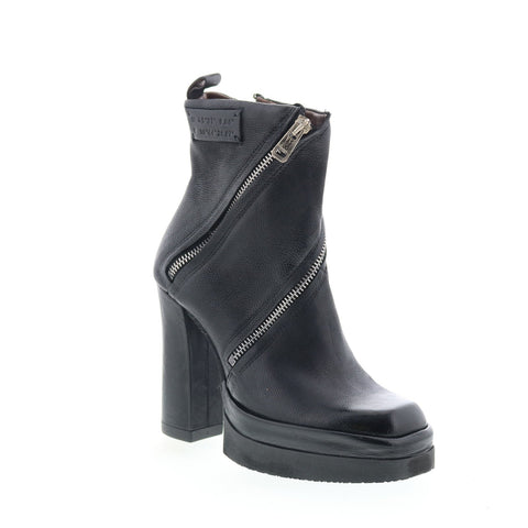 A.S. 98 Velma Womens Black Leather Zipper Ankle & Booties Boots