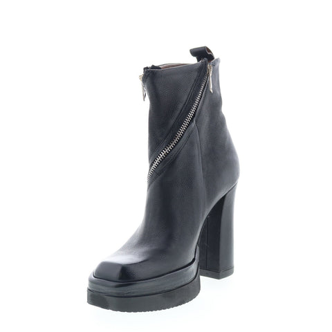 A.S. 98 Velma Womens Black Leather Zipper Ankle & Booties Boots
