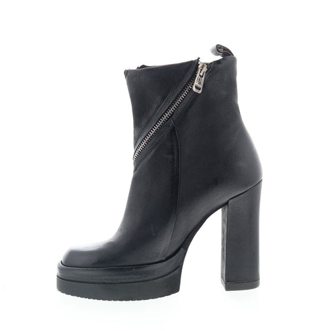 A.S. 98 Velma Womens Black Leather Zipper Ankle & Booties Boots
