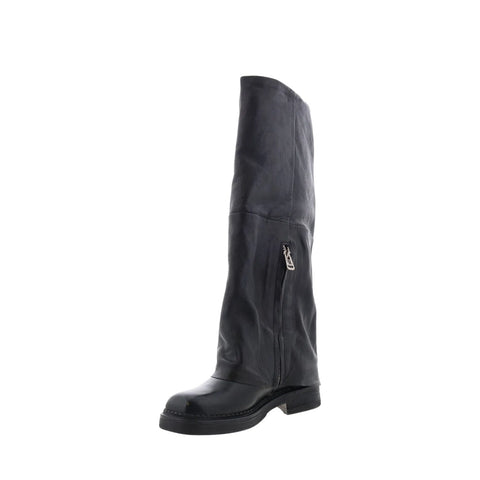 A.S. 98 Verill Womens Black Leather Zipper Over The Knee Boots