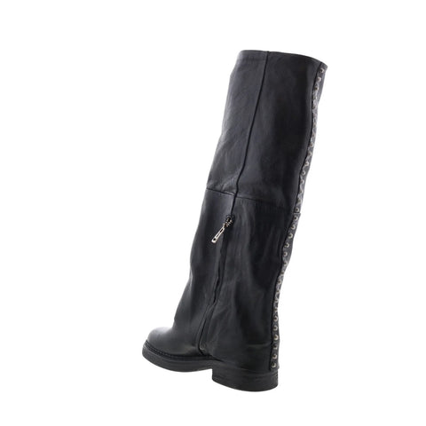 A.S. 98 Verill Womens Black Leather Zipper Over The Knee Boots