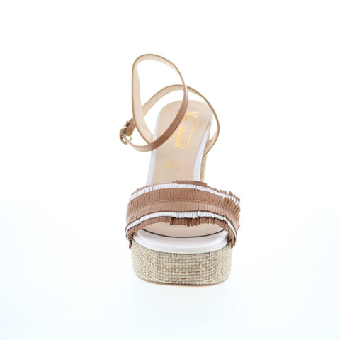 Via Studio Pelle VIA 13 Womens Brown Leather Hook & Loop Pumps Heels Shoes