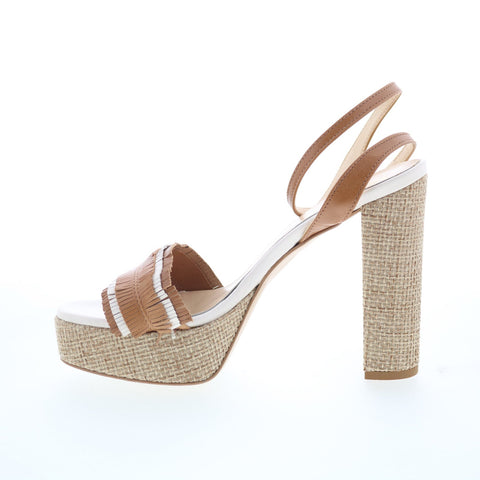 Via Studio Pelle VIA 13 Womens Brown Leather Hook & Loop Pumps Heels Shoes