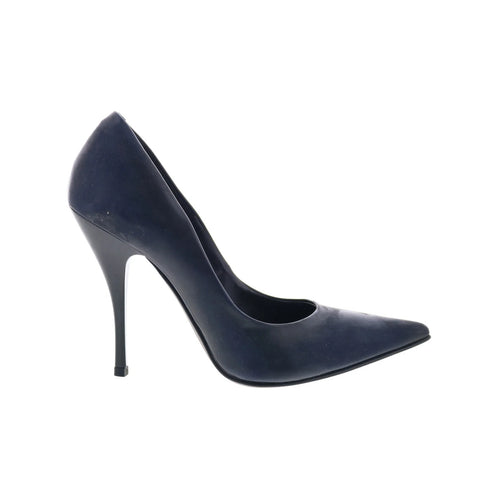 Via Studio Abrasiva VIA 19 Womens Black Leather Slip On Pumps Heels Shoes