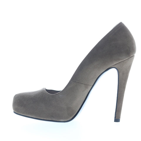 Via Studio Camoscio VIA 20 Womens Gray Suede Slip On Pumps Heels Shoes