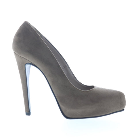 Via Studio Camoscio VIA 23 Womens Gray Suede Slip On Pumps Heels Shoes
