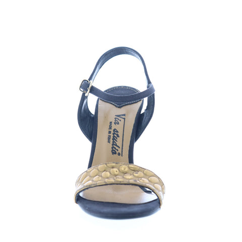 Via Studio Meteora VIA 30 Womens Black Leather Hook & Loop Pumps Heels Shoes