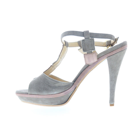 Via Studio Camoscio VIA 34 Womens Gray Suede Hook & Loop Pumps Heels Shoes