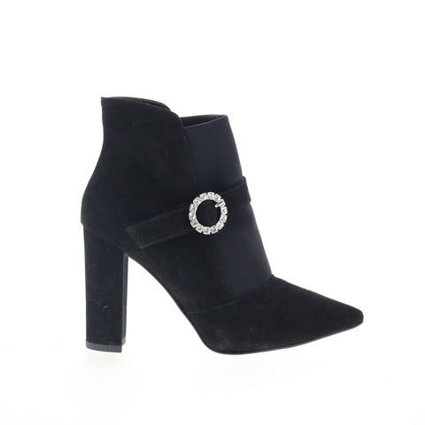 Via Studio Kim TR VIA 37 Womens Black Suede Hook & Loop Ankle & Booties Boots