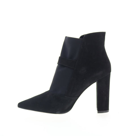 Via Studio Kim TR VIA 37 Womens Black Suede Hook & Loop Ankle & Booties Boots