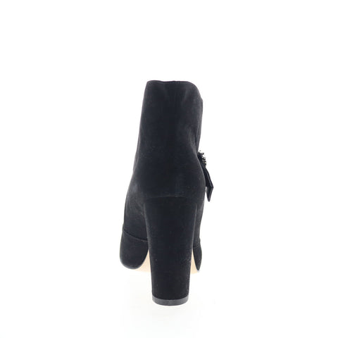 Via Studio Kim TR VIA 37 Womens Black Suede Hook & Loop Ankle & Booties Boots