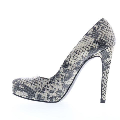Via Studio Pitone VIA 44 Womens Gray Leather Slip On Pumps Heels Shoes