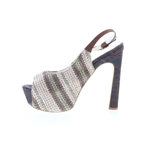 Via Studio Arnila VIA 54 Womens Brown Canvas Hook & Loop Pumps Heels Shoes