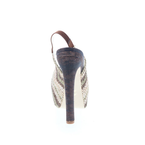 Via Studio Arnila VIA 54 Womens Brown Canvas Hook & Loop Pumps Heels Shoes