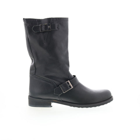 Via Studio Vitello VIA 56 Womens Black Leather Ankle & Booties Boots