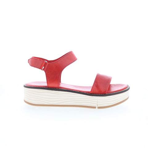 Miz Mooz Vice Womens Red Leather Strap Slingback Sandals Shoes