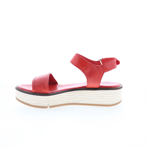 Miz Mooz Vice Womens Red Leather Strap Slingback Sandals Shoes