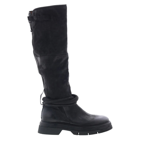 A.S. 98 Vick Womens Black Leather Zipper Knee High Boots