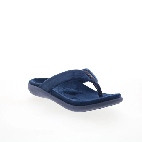 Spenco Victoria SP1182PEA Womens Blue Canvas Flip-Flops Sandals Shoes
