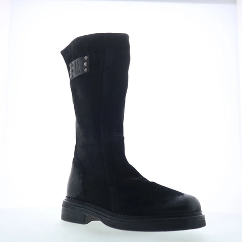 A.S. 98 Vilo Womens Black Leather Zipper Mid Calf Boots