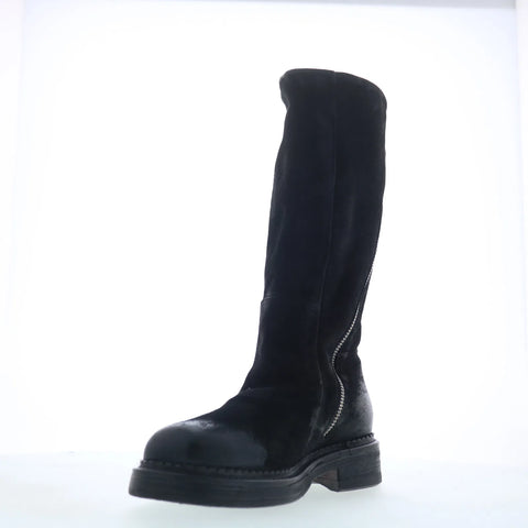 A.S. 98 Vilo Womens Black Leather Zipper Mid Calf Boots