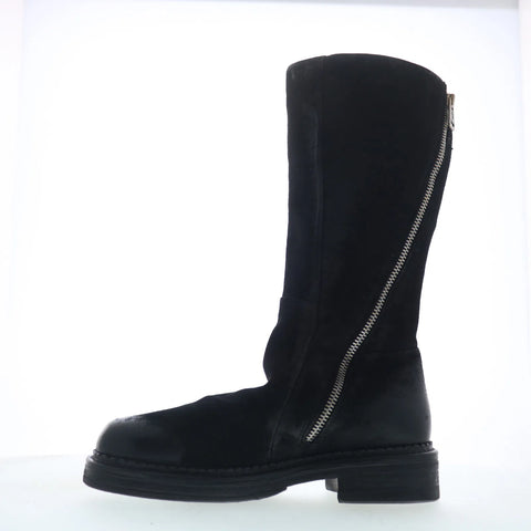 A.S. 98 Vilo Womens Black Leather Zipper Mid Calf Boots
