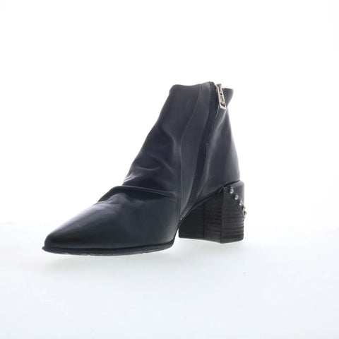 A.S. 98 Vince Womens Black Leather Zipper Ankle & Booties Boots