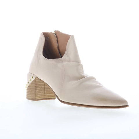 A.S. 98 Vince Womens Beige Leather Zipper Ankle & Booties Boots