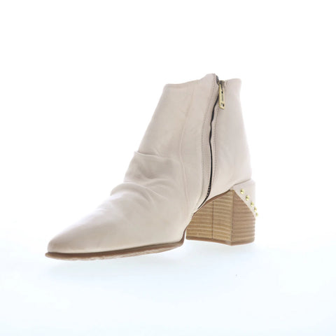 A.S. 98 Vince Womens Beige Leather Zipper Ankle & Booties Boots