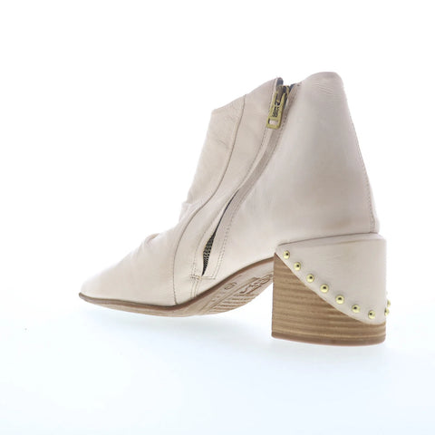 A.S. 98 Vince Womens Beige Leather Zipper Ankle & Booties Boots
