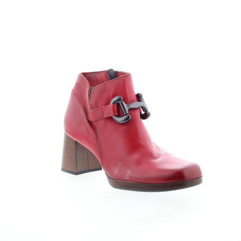 Miz Mooz Vino Womens Red Leather Zipper Ankle & Booties Boots