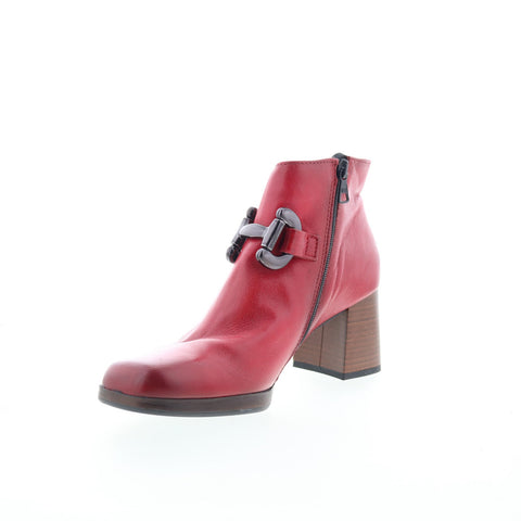 Miz Mooz Vino Womens Red Leather Zipper Ankle & Booties Boots