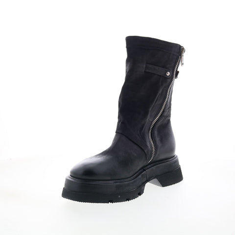 A.S. 98 Vinson Womens Black Leather Zipper Casual Dress Boots