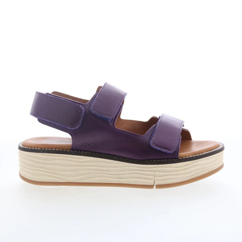 Miz Mooz Violetta Womens Purple Leather Strap Platform Sandals Shoes