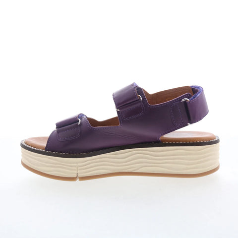 Miz Mooz Violetta Womens Purple Leather Strap Platform Sandals Shoes