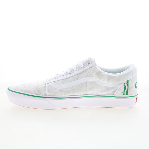 Vans Comfycush Old Skool Mens White Canvas Skate Inspired Sneakers Shoes