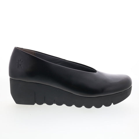 Fly London Voly VOLY200FLY-000 Womens Black Leather Loafer Flats Shoes