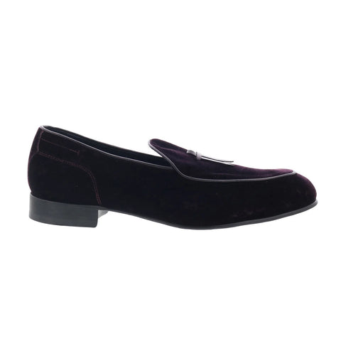 Di Bianco Vomero Flat Mens Burgundy Canvas Loafers & Slip Ons Casual Shoes