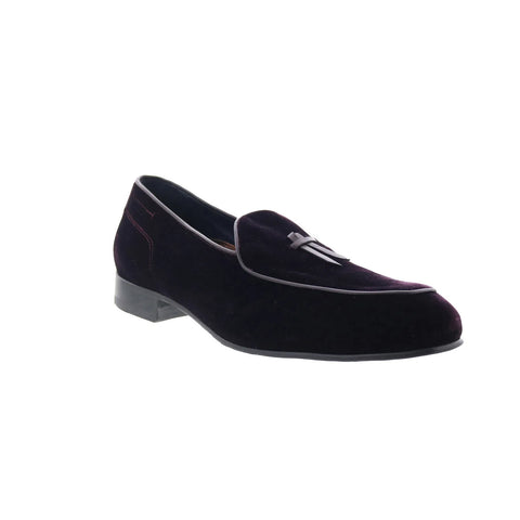 Di Bianco Vomero Flat Mens Burgundy Canvas Loafers & Slip Ons Casual Shoes