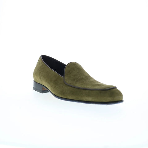 Di Bianco Vomero Cashmere Mens Green Suede Loafers & Slip Ons Casual Shoes