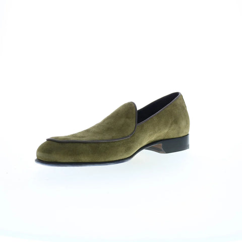 Di Bianco Vomero Cashmere Mens Green Suede Loafers & Slip Ons Casual Shoes